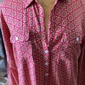 Escapada Red Printed Long Sleeve Shirt Dress XL